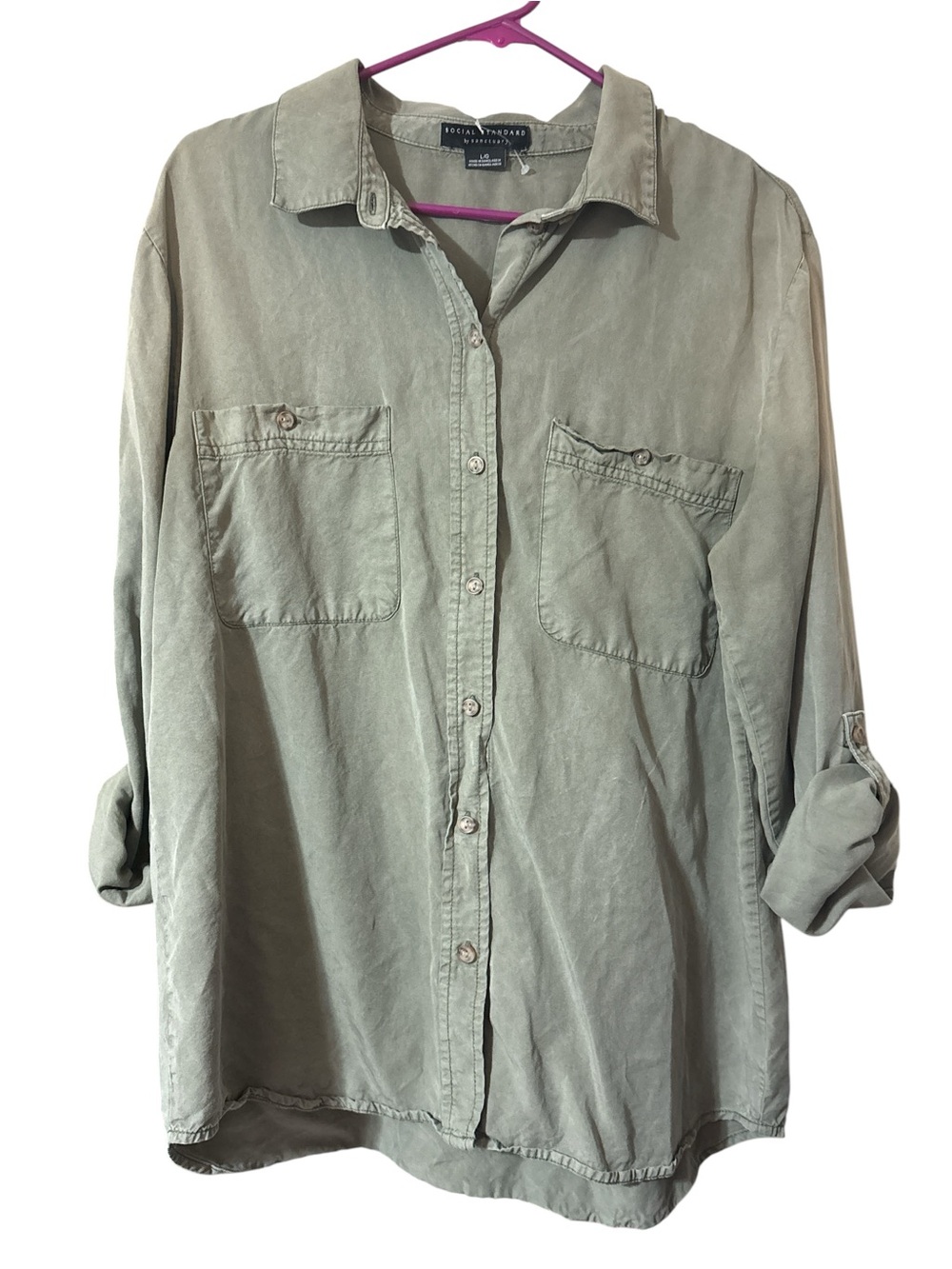 Social Standard By Sanctuary Tencel Button Down Utility Top - Picture 3 of 5